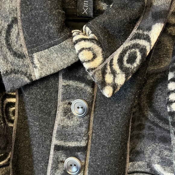 VEX Collection Geometric Boiled Wool Blend Button-Front Jacket - Picture 5 of 14